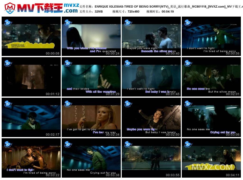 ENRIQUE IGLESIAS-TIRED OF BEING SORRY(MTV)_英语_流行歌曲_MC801118